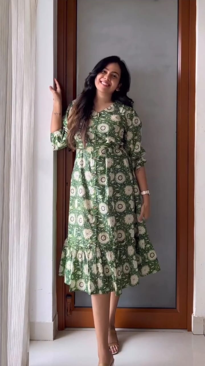 Trendy stylish cotton gown